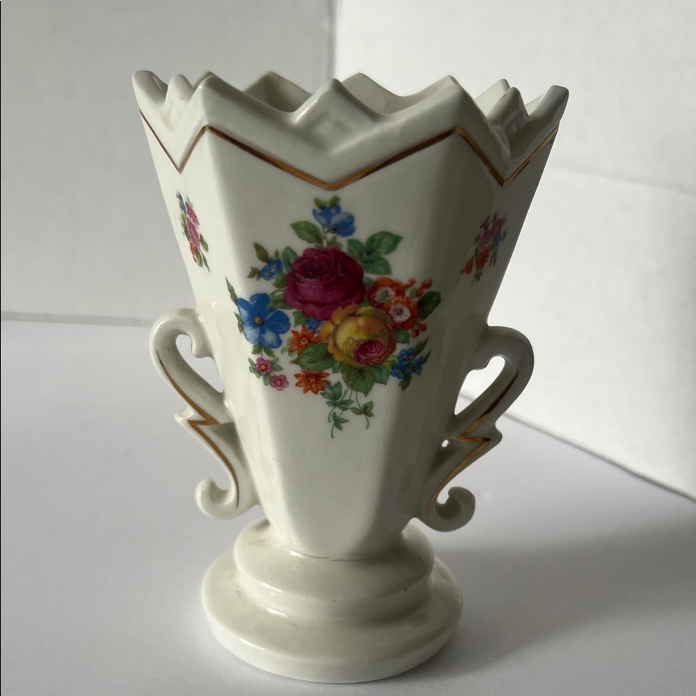 Small‎ Floral Vase with Handles Made in Slovakia